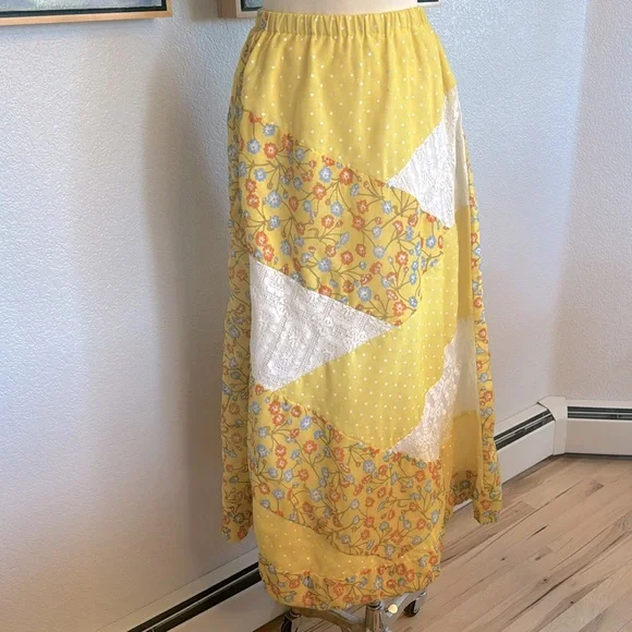 v i n t a g e Chessa Davis Maxi Skirt Polka Dot Lace Floral S or M - Picture 2 of 13